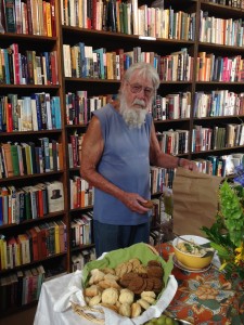 Our artist Bob Miller grabbing some of his favorite molasses cookies.