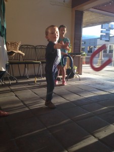 The front porch was great for playing Lucky Horseshoes!  My family members agree that the tongue improves aim in all sports.